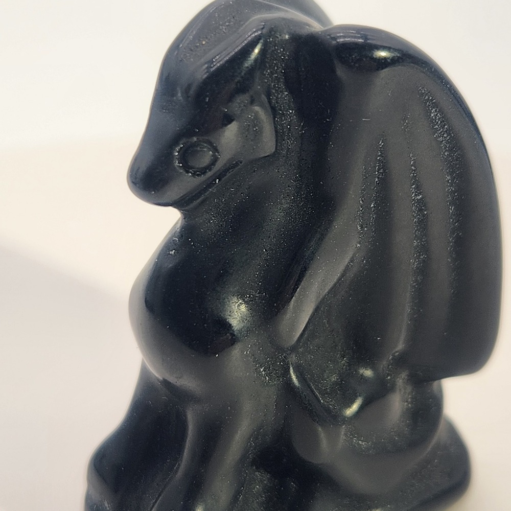 Black Obsidian Dragon Figurine Gothic‎ Decor Fantasy Art Sculpture